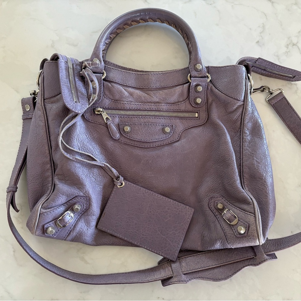 Lavender Balenciaga Velo moto bag
